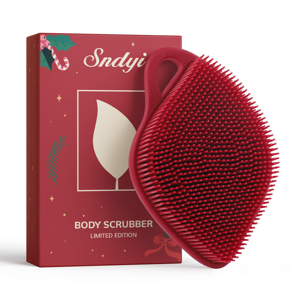 Brosse-corps Sndyi en silicone feuille rouge pour nettoyage en douceur