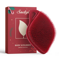 Brosse-corps Sndyi en silicone feuille rouge pour nettoyage en douceur