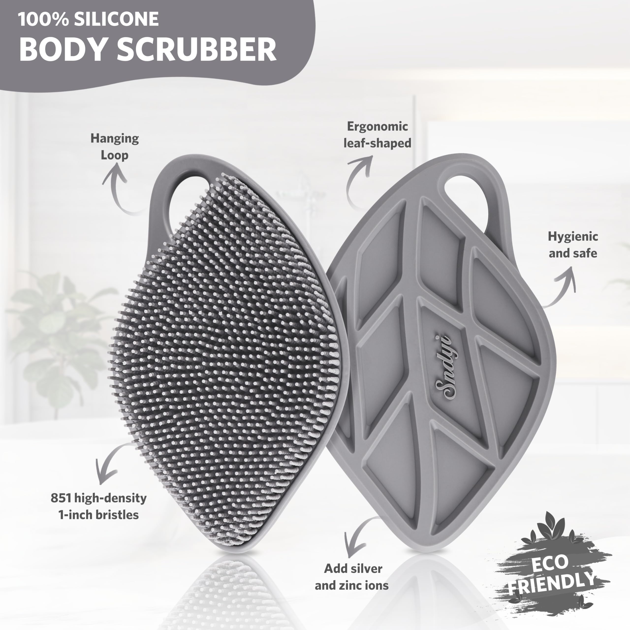 Sndyi brosse-douche silicone forme-feuille: mousse rapide et nettoyage facile.