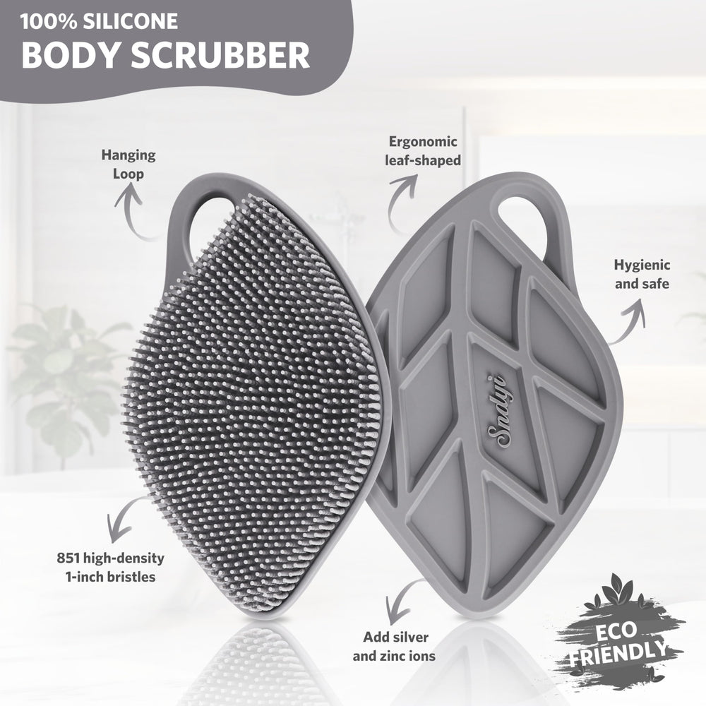 Sndyi brosse-douche silicone forme-feuille: mousse rapide et nettoyage facile.