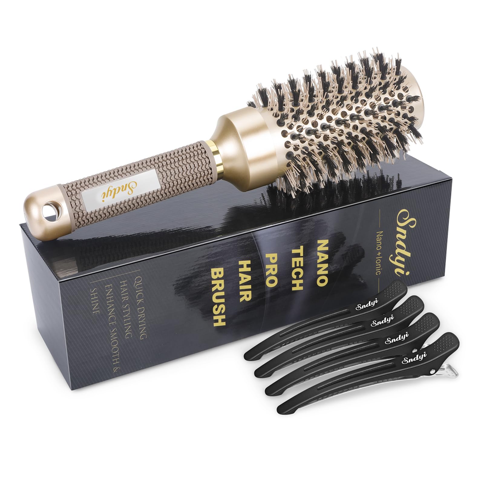 Brosse ronde Sndyi pour séchage rapide, barillet 1,7 pouce, prise en main ergonomique