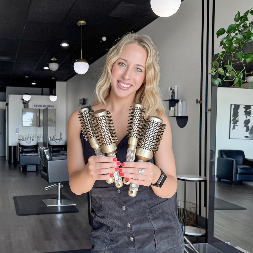 Brosse ronde Sndyi usage domestique vers look salon à la maison
