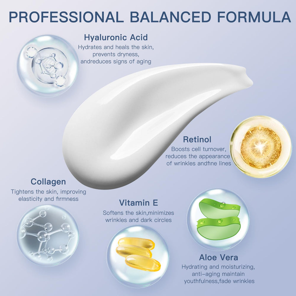 SNFAJOHE retinol and hyaluronic acid cream jar highlights anti aging nourishment.