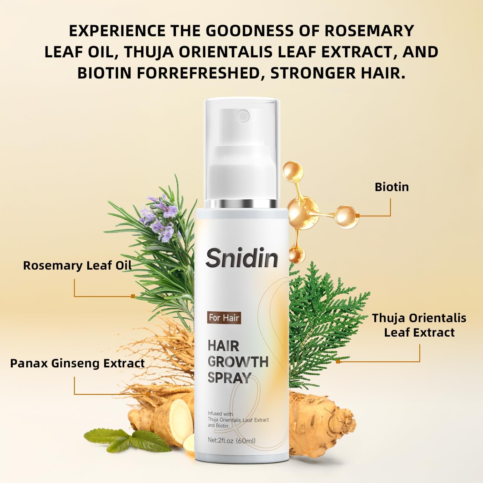Snidin Spray Avant-Après Cheveux, aperçu potentiel de densité et éclat