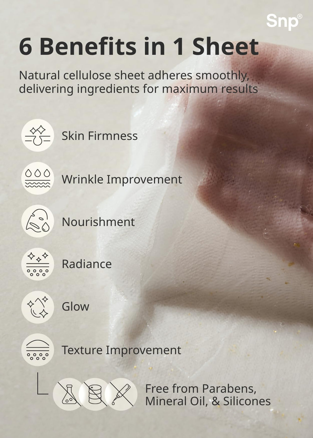 SNP 1000mg Collagen 24K Gold Ampoule Sheet Mask ready for overnight use for deeper hydration