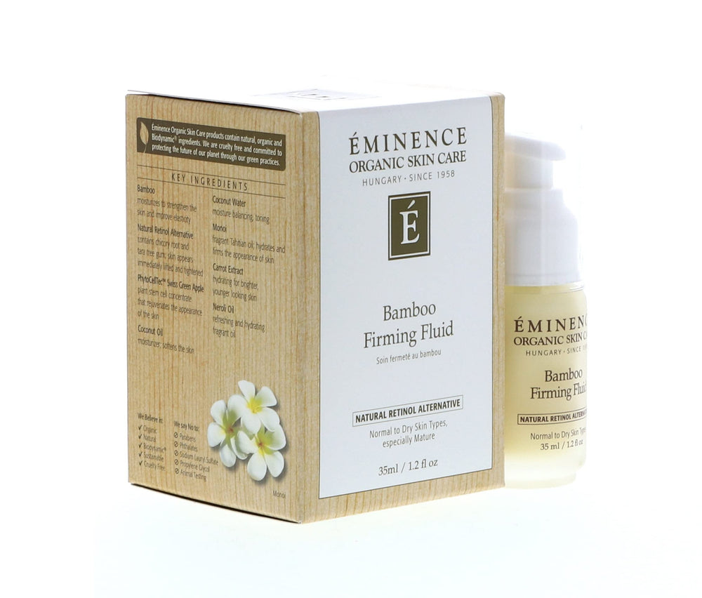 Petit flacon de 35 ml du Bamboo Firming Fluid, pratique pour le voyage.