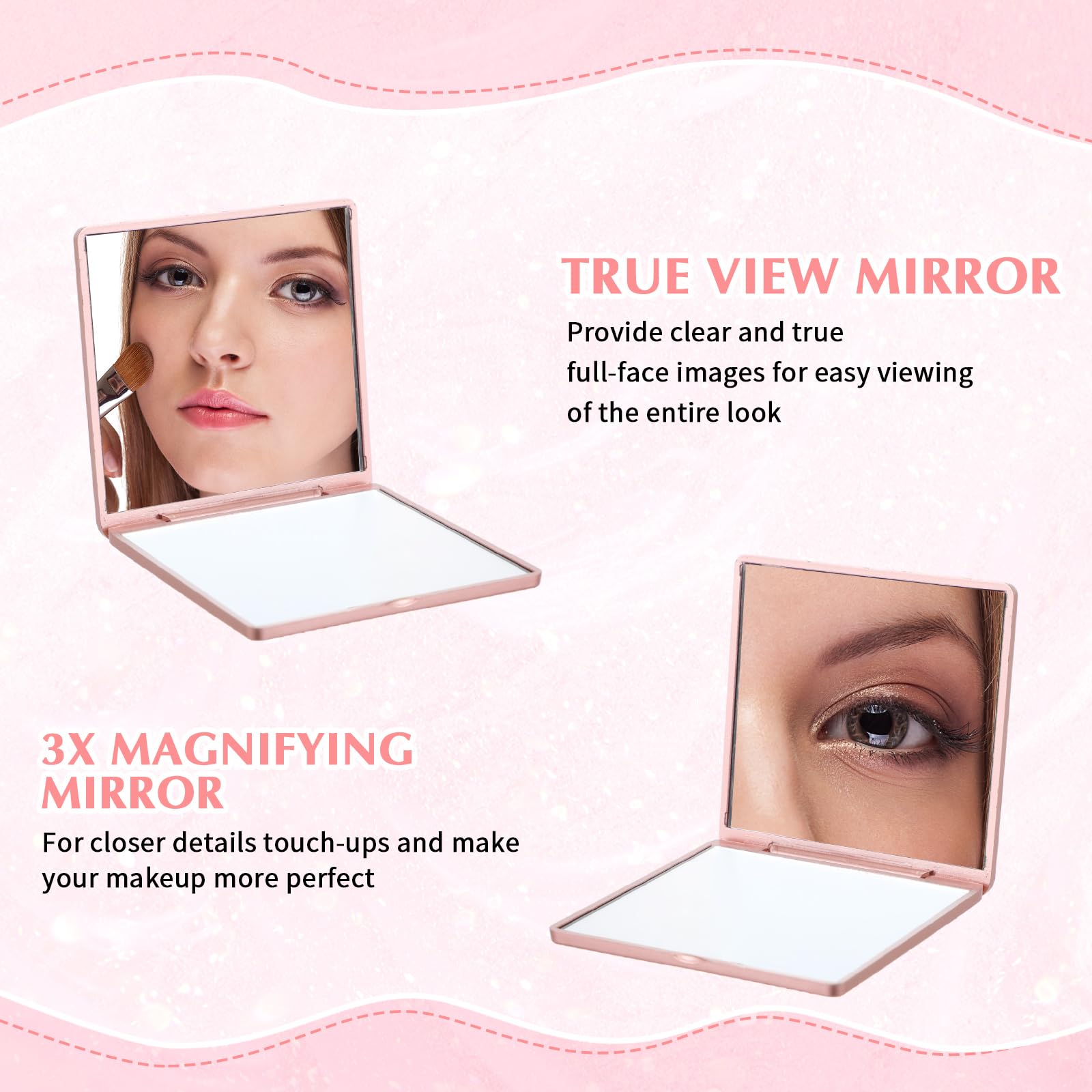 Soaoo miroir rose compact dos rose-or, finition raffinée et pratique.