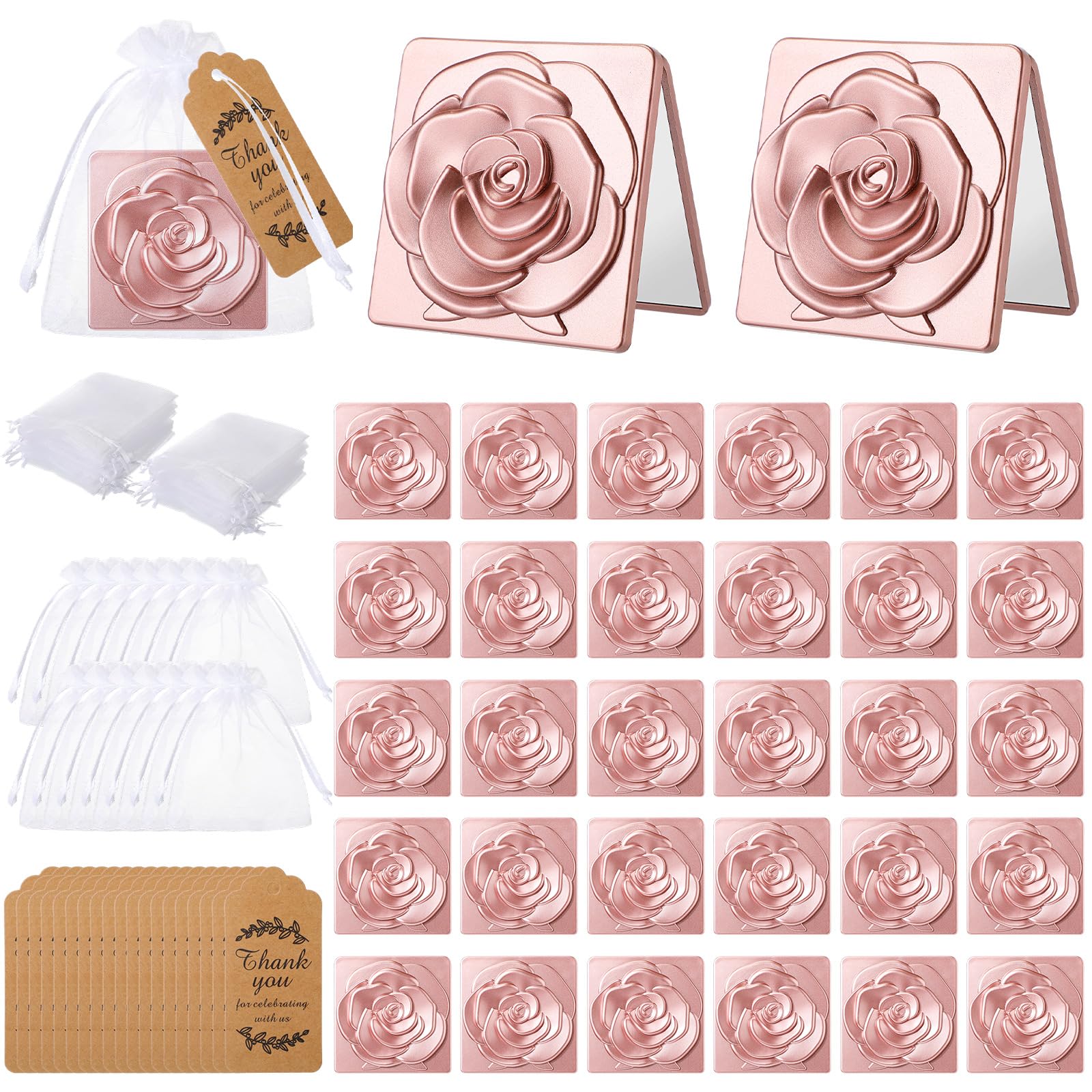 Soaoo miroir rose compact ensemble, cadeau élégant pour invités de mariage.
