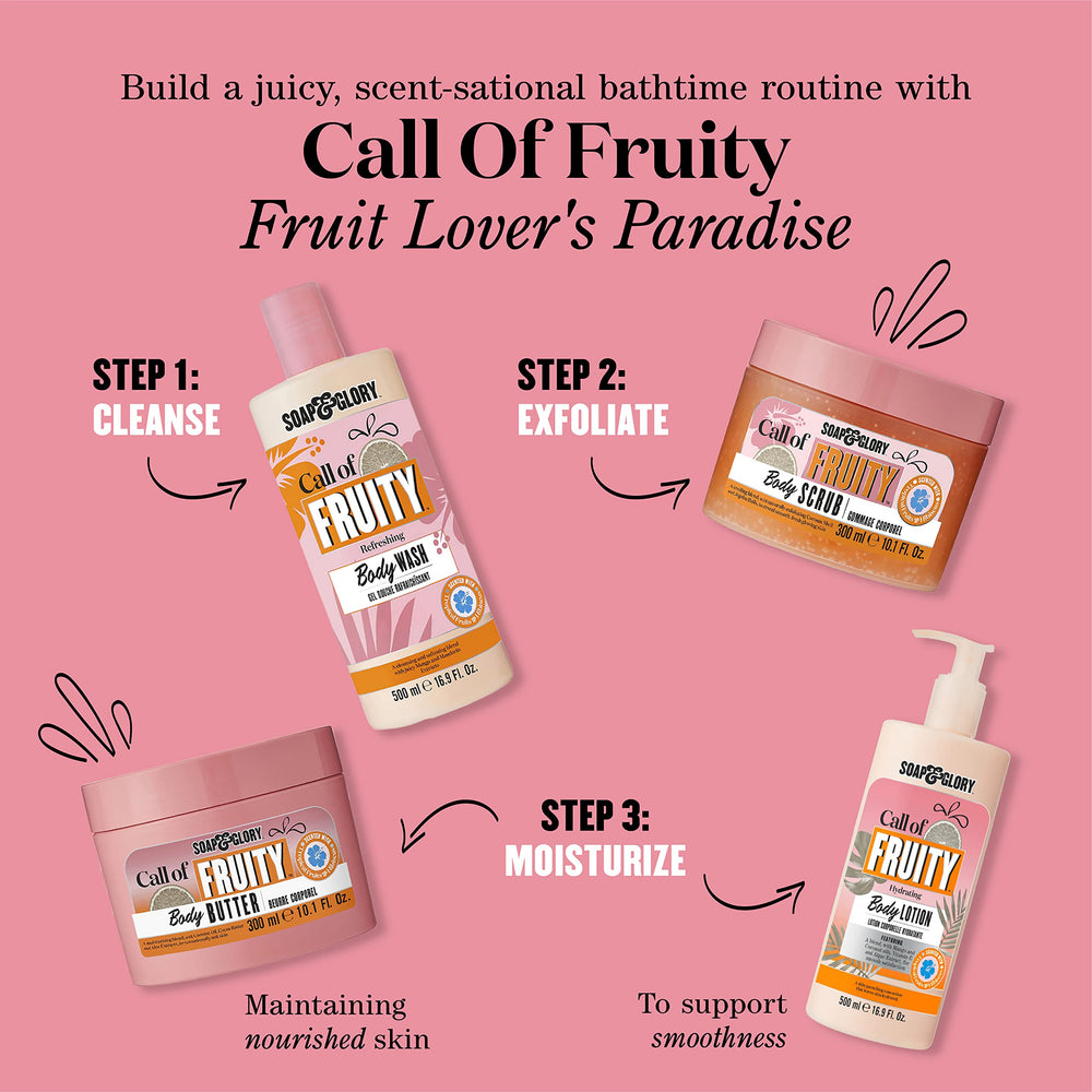 Application sur peau humide après la douche avec Call of Fruity.