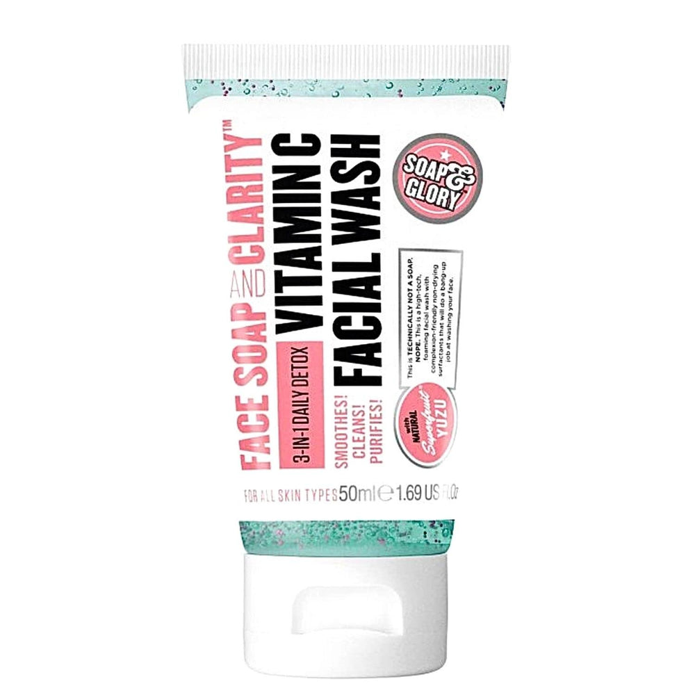Soap & Glory Face Soap & Clarity vitamine C, bouteille 50 ml, démarrage d'une routine lumineuse.