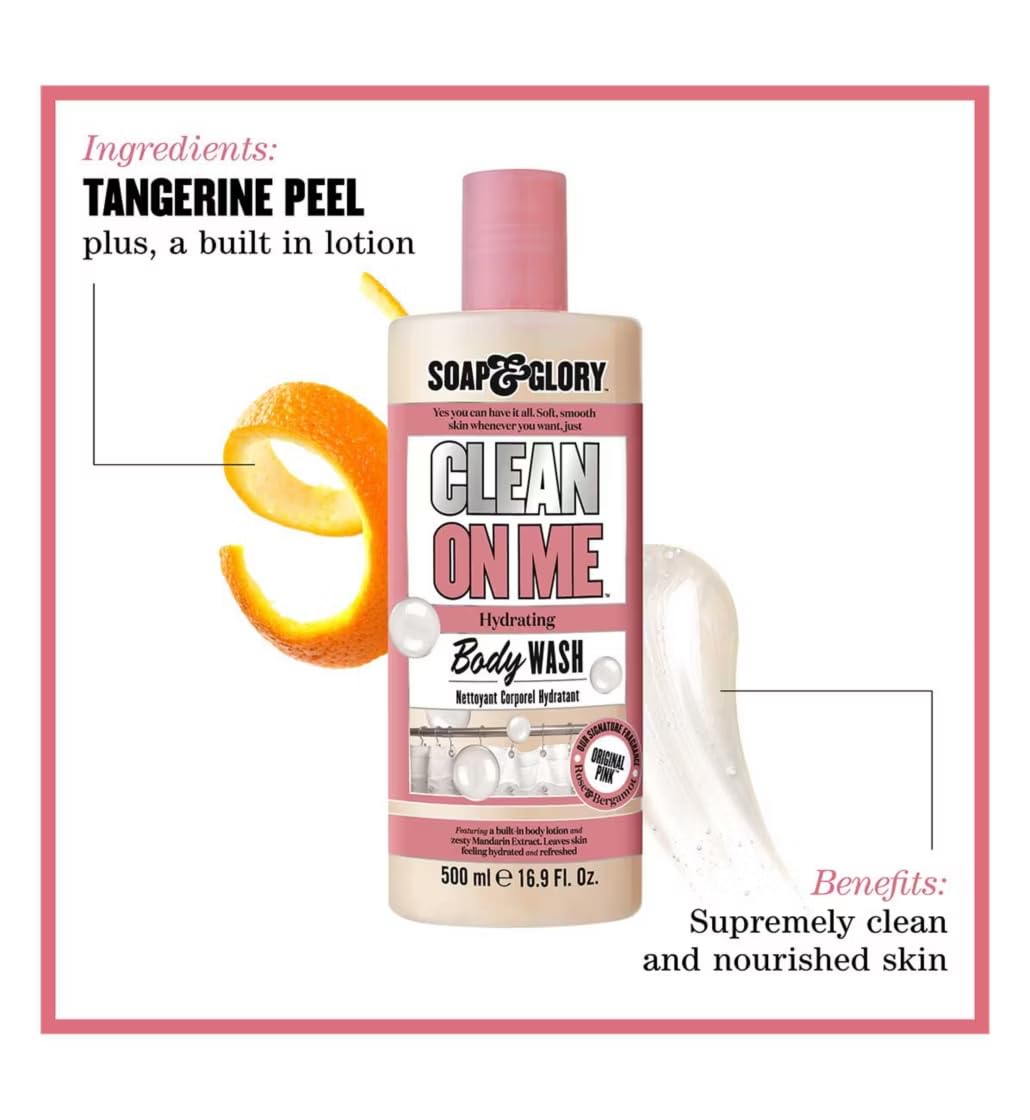 Soap & Glory Gel Douche Clean On Me, mousse généreuse prête à être appliquée sous la douche