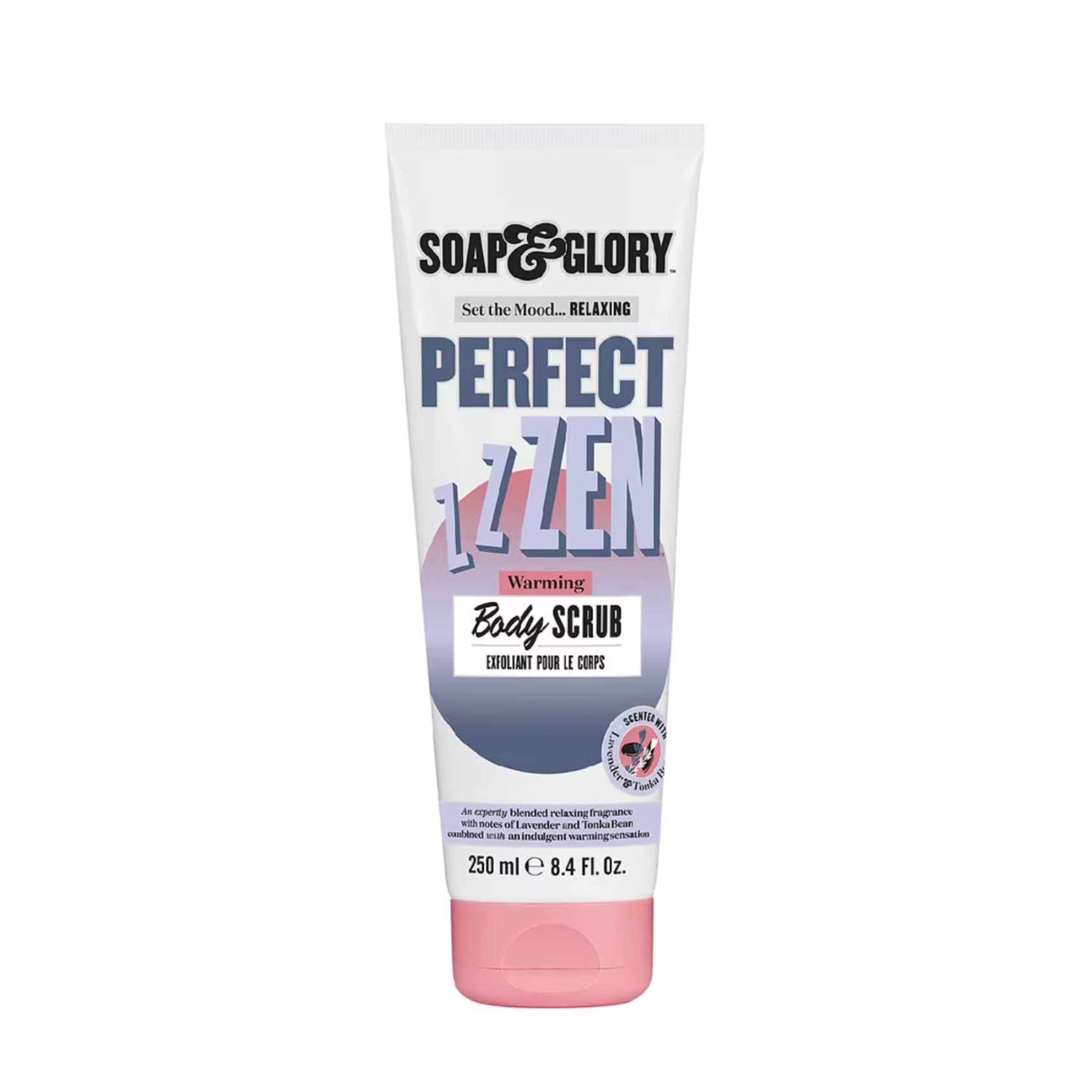 Gommage Soap & Glory Perfect Zen – bouteille 250 ml lavande-tonka pour relaxation à domicile