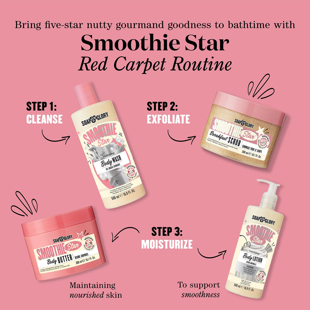 Soap & Glory Smoothie Star note santal et ambre – parfum réconfortant et durable.