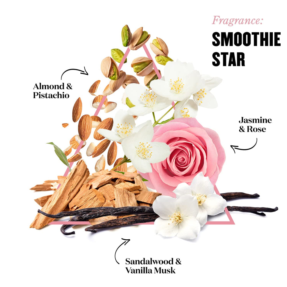Soap & Glory Smoothie Star parfum amande-noisette-citrus – sensation gourmande et délicate.