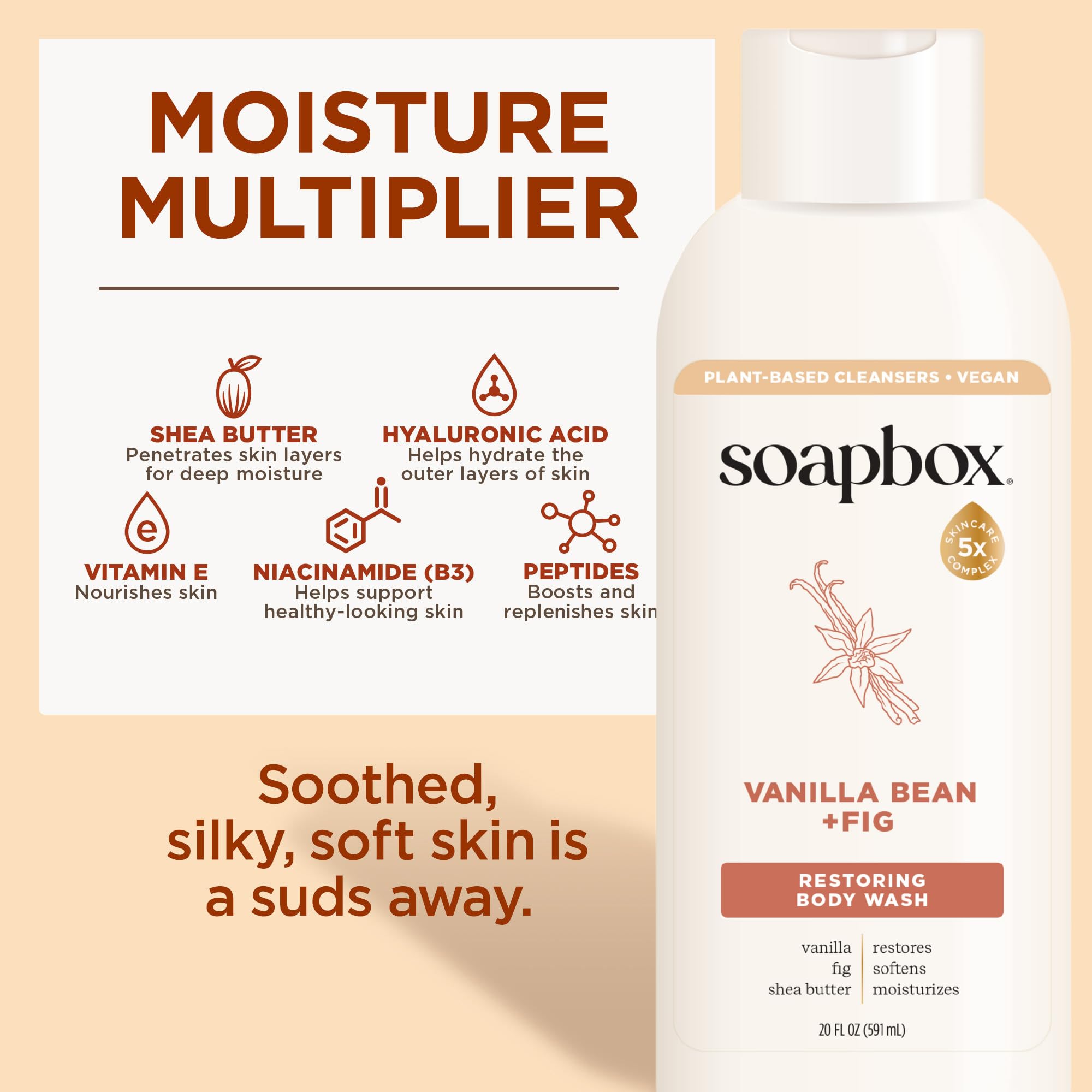 Soapbox douche-corps beurre-karité, nourrissant pour la peau lors de chaque douche