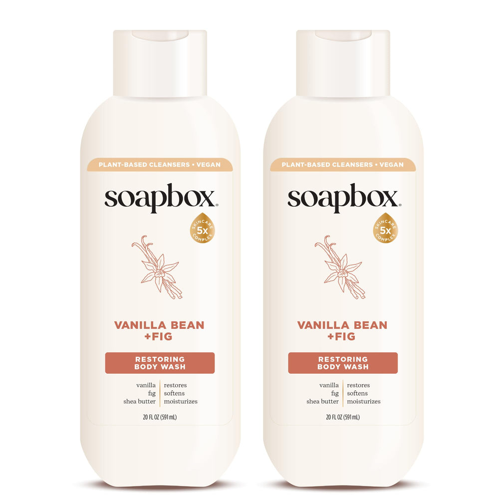 Soapbox douche-corps vanille-figue, bouteille au design vegan et hydratation quotidienne