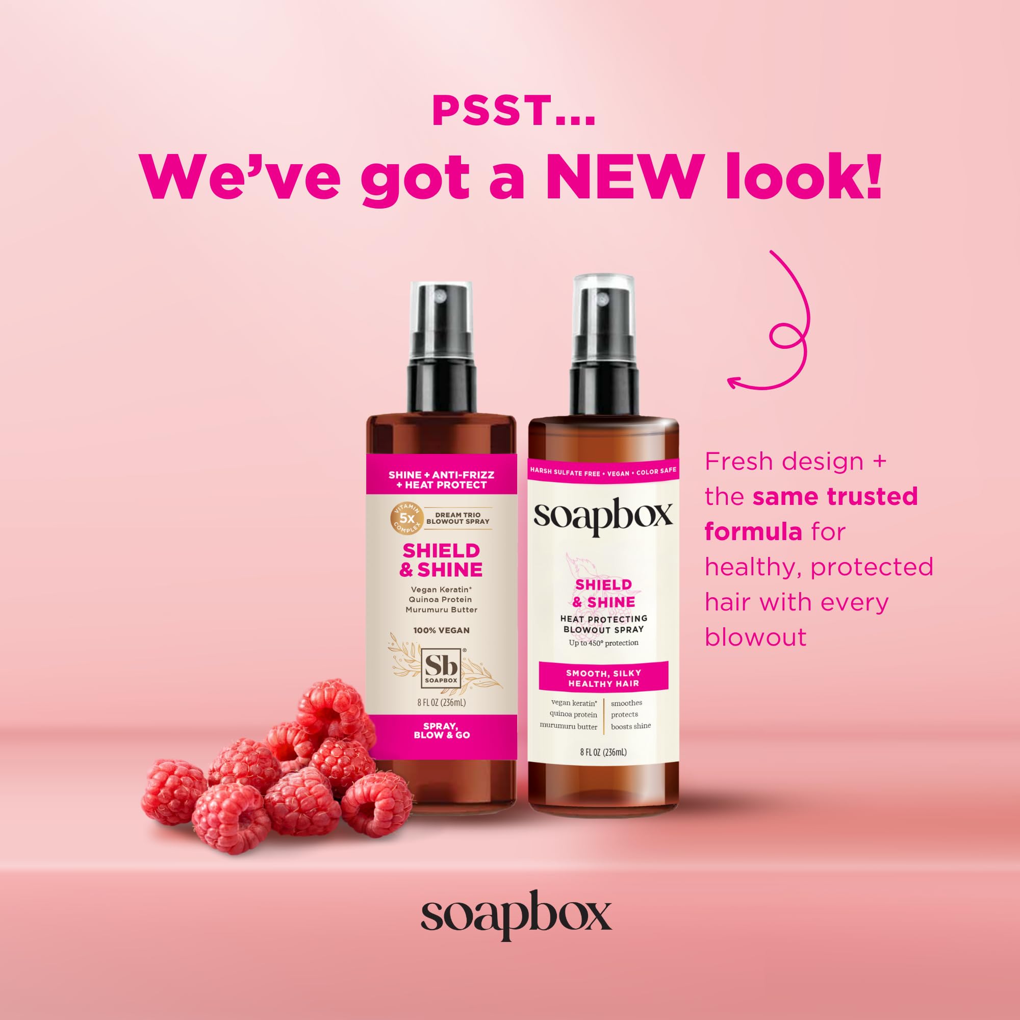 Soapbox Spray Protecteur Thermique, brillance amplifiée après style sur cheveux soyeux.