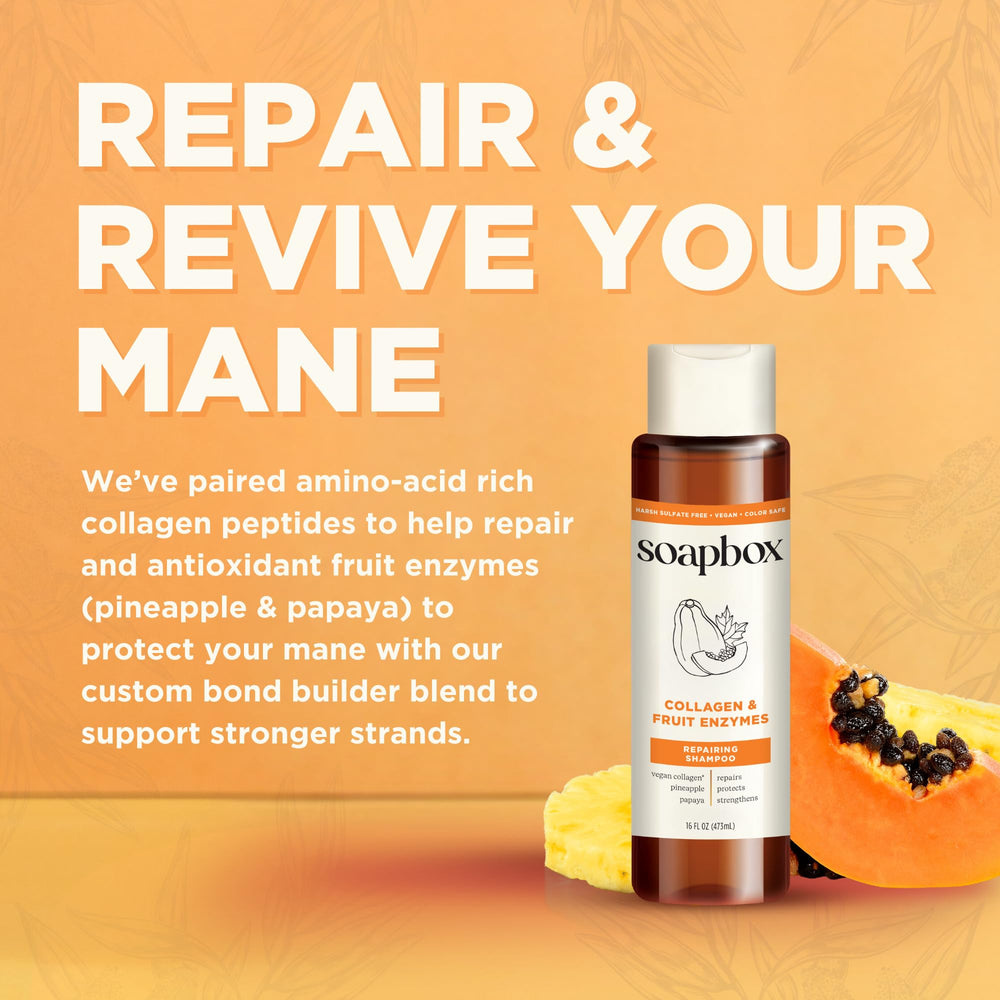 Lavage doux Soapbox, mousse agréable pour routine capillaire quotidienne.