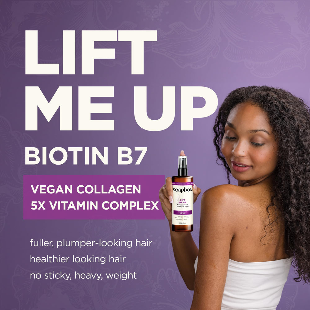 Soapbox Lift Me Up – appliquer sur cheveux humides ou secs pour coiffage rapide.