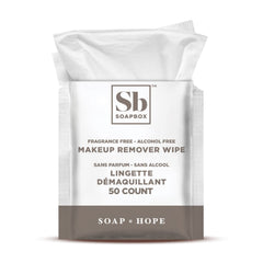 Soapbox lingettes démaquillantes sans parfum, nettoyage doux du visage.