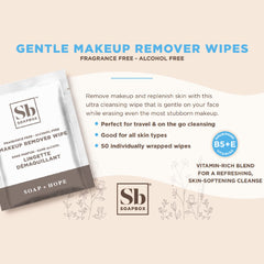 Lingettes visage prehumidifiees Soapbox pour démaquillage rapide.