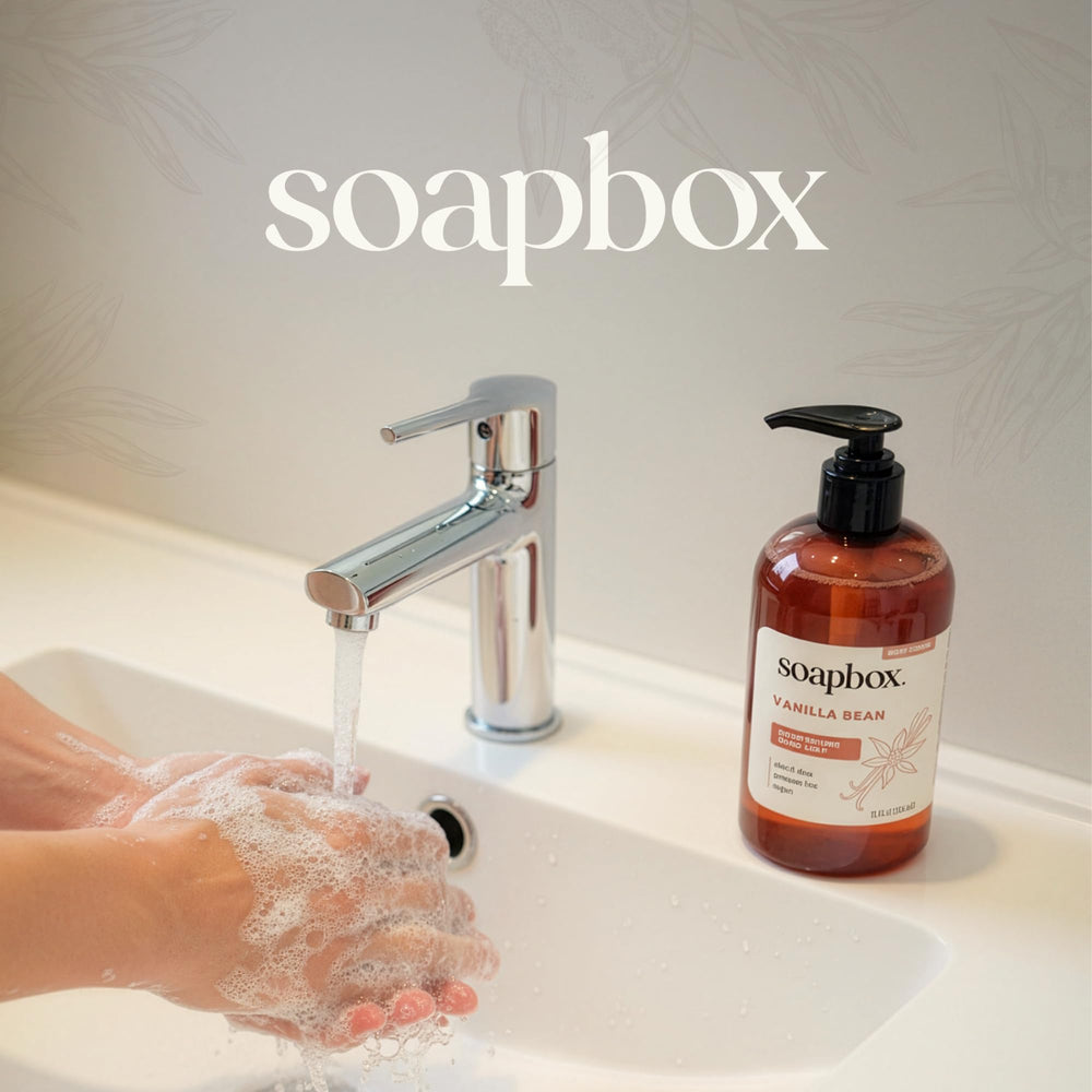 Soapbox Liquide Mains : emballage pratique et pack trois bouteilles.