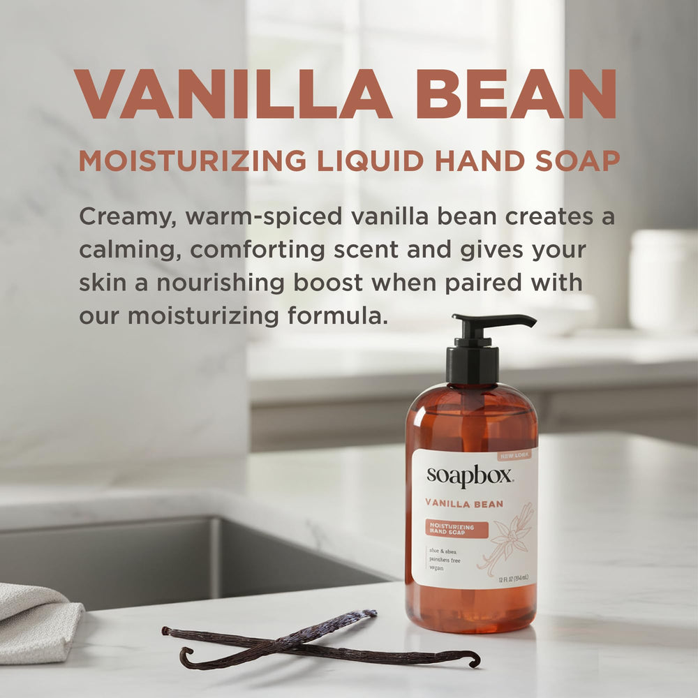 Soapbox Liquide Mains Vanille Lys : texture crèmeuse prête à hydrater.
