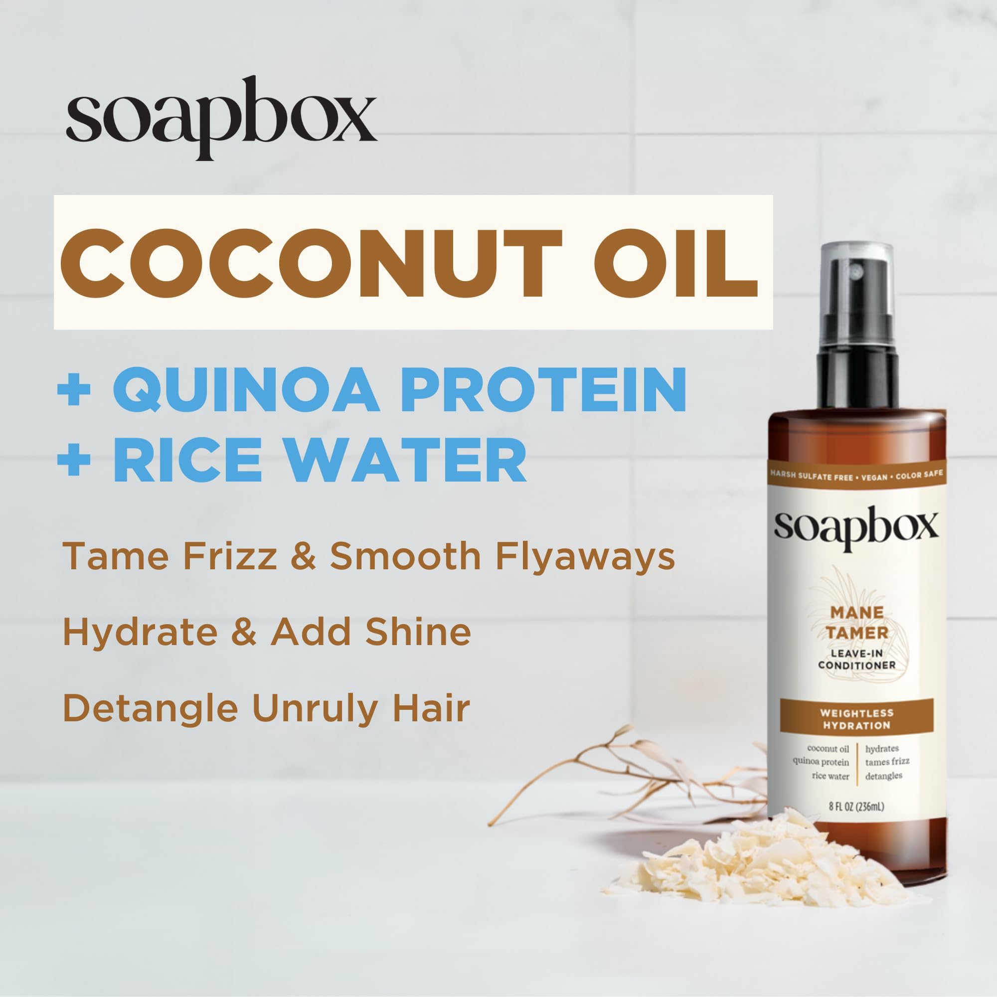 Soapbox Mane Tamer hydrate en profondeur grâce à l'huile de coco