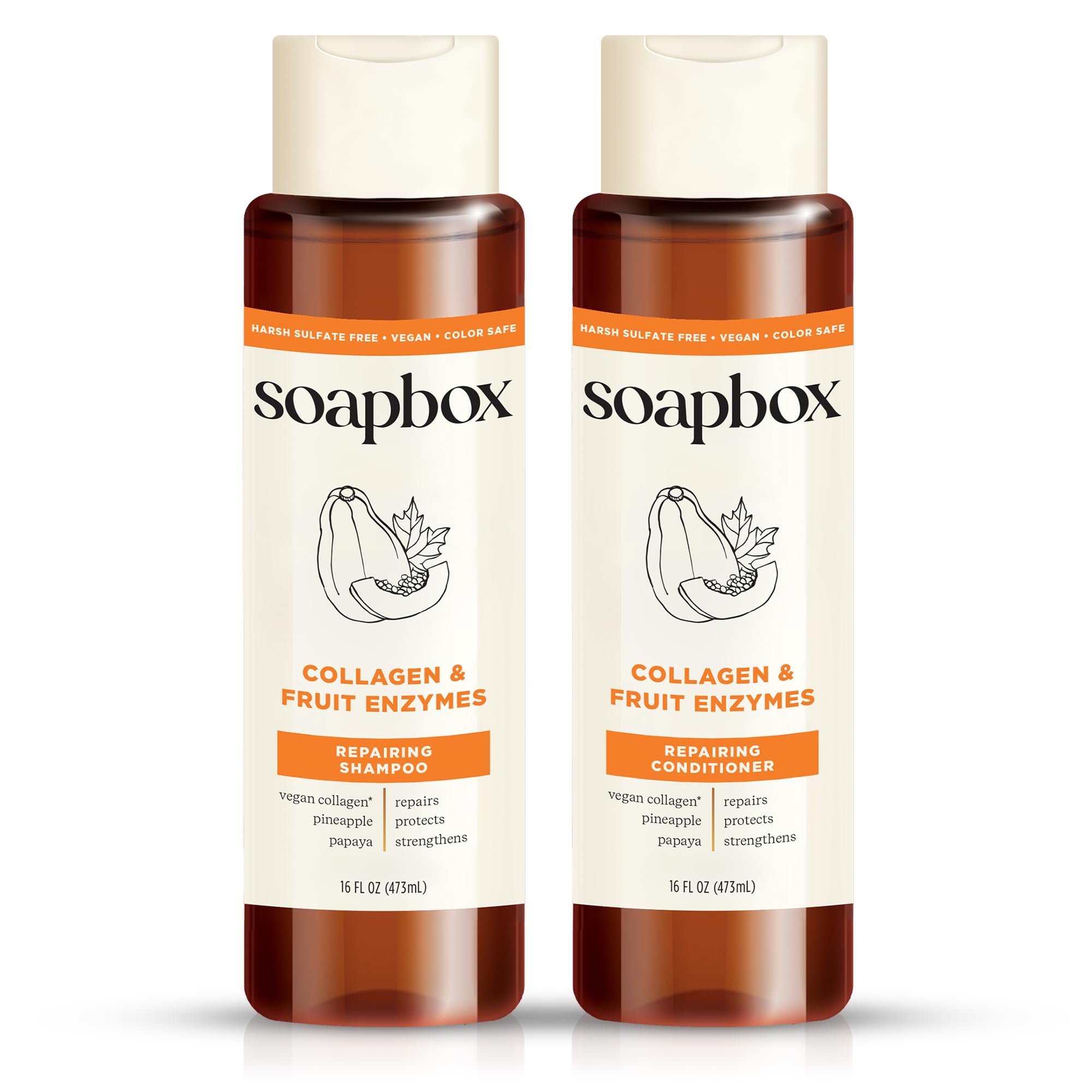 Duo Soapbox Shampoing et Après-Shampoing Collagène prêt à l’emploi – Renforcement et densité possibles.
