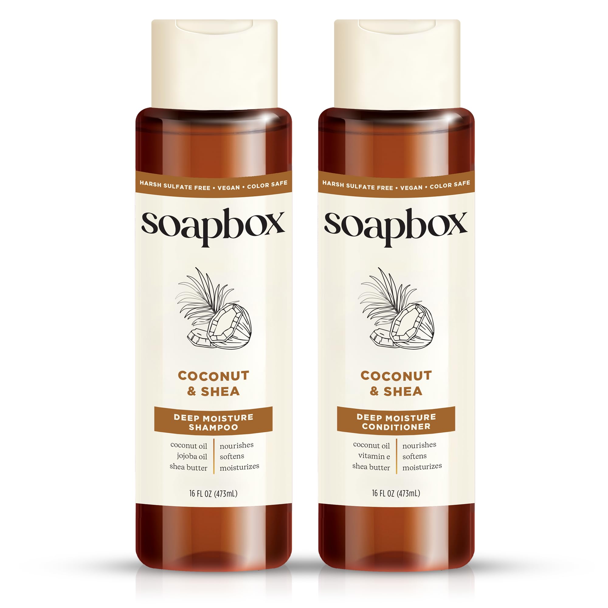 Soapbox shampoing coco, bouteille lumineuse et hydratante pour cheveux propres.