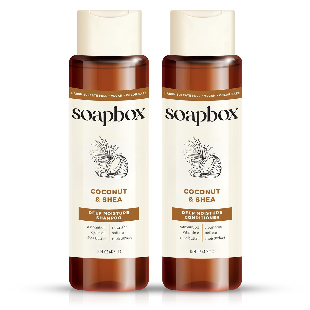 Soapbox shampoing coco, bouteille lumineuse et hydratante pour cheveux propres.