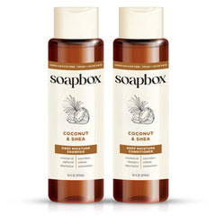 Soapbox shampoing coco, bouteille lumineuse et hydratante pour cheveux propres.
