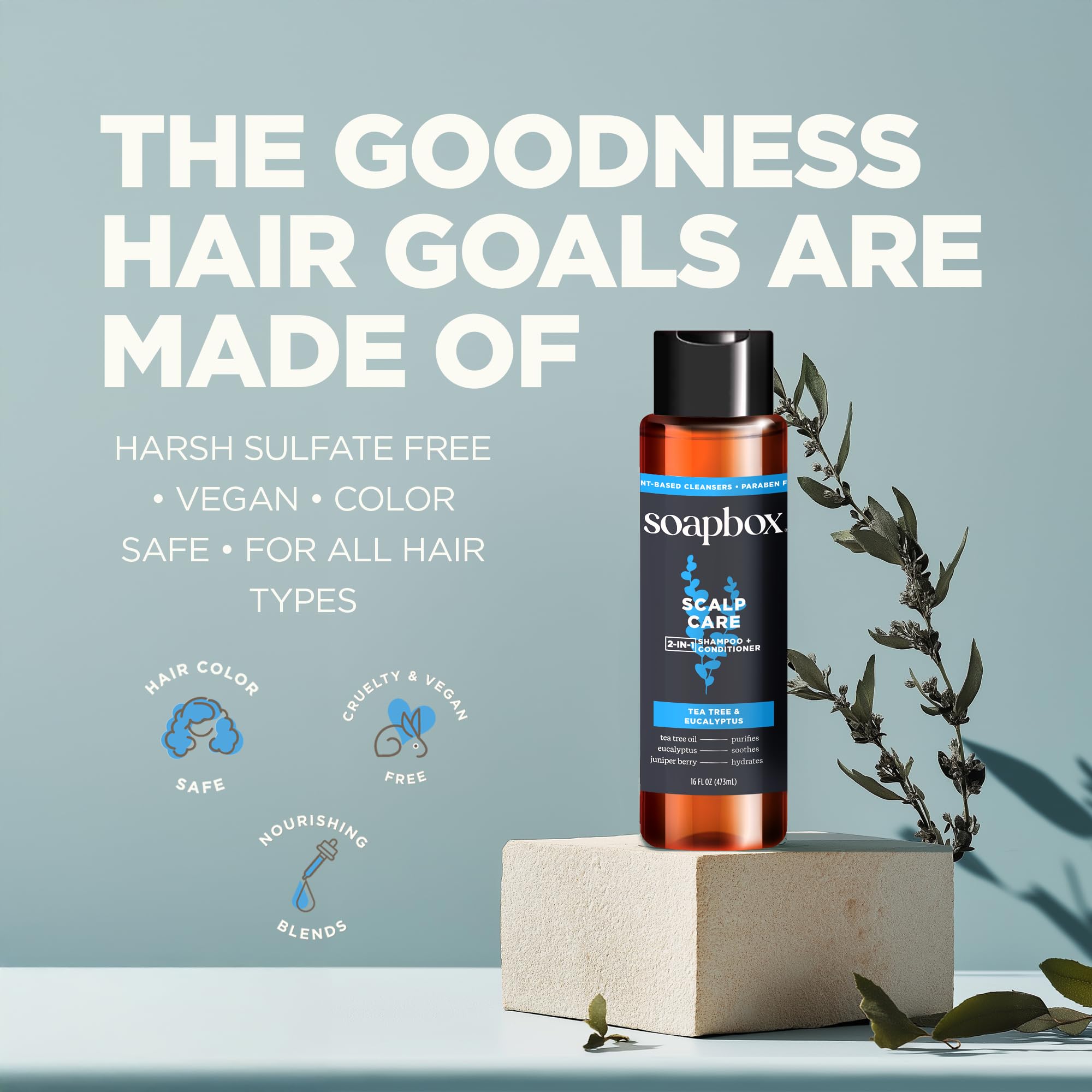 Soapbox Shampoing Homme Format 16oz — bouteilles pratiques et durables.
