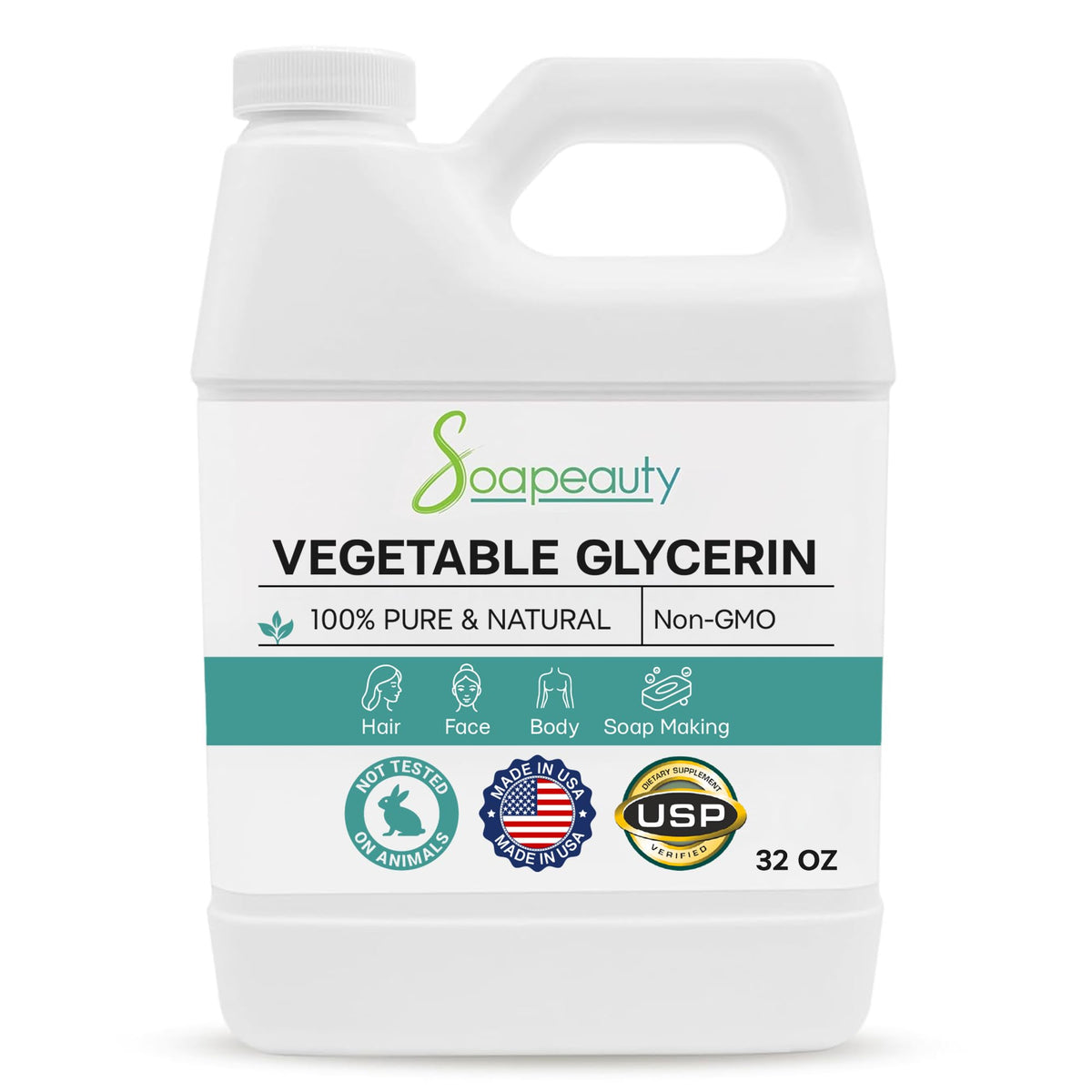 Soapeauty glycérine végétale — bouteille prête à l’emploi, hydratation de la peau et savon.
