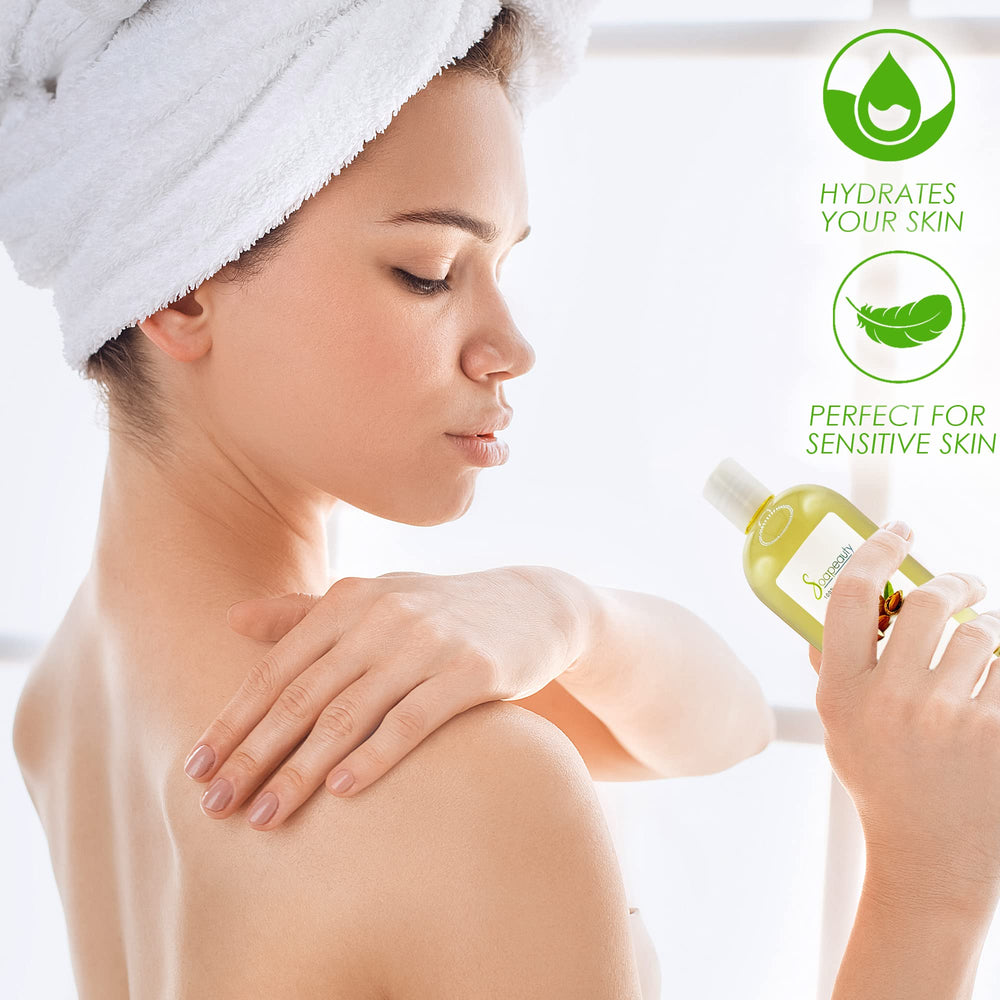 Soapeauty huile d'amande douce application visage-corps, hydratation quotidienne.