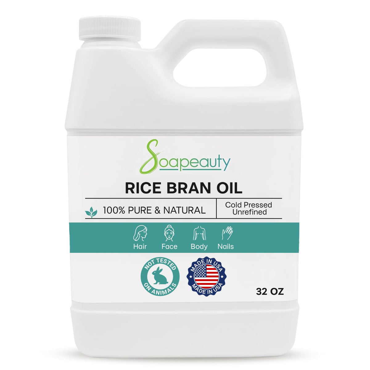Soapeauty Rice Bran Oil – bouteille-presse-froid idéale pour massage et peau.