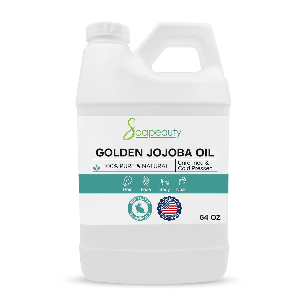 Huile de jojoba dorée Soapeauty dans une bouteille — hydratation légère et rapide.