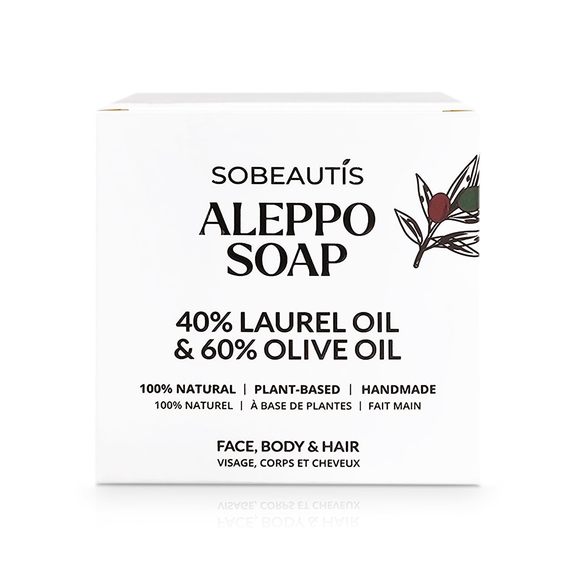 Sobeautis savon Aleppo usage visage, corps et cheveux polyvalence pratique
