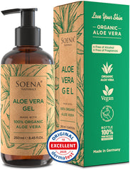 Soena Aloe Vera Gel, bouteille pure, hydratation riche pour peau et cheveux