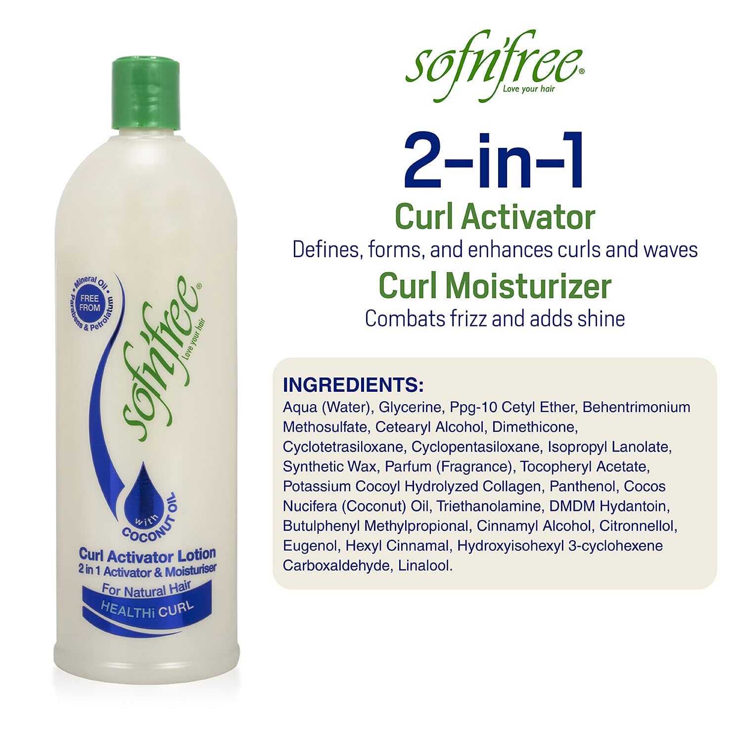 SOF N' FREE: crème definisseur boucles pour texture souple