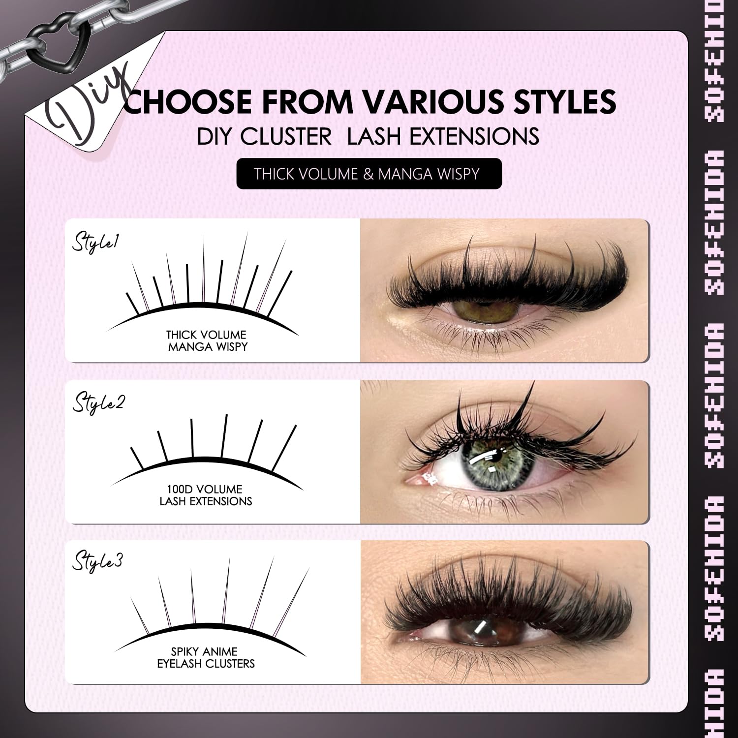 Forme courbe D pour une tenue stable des cils SOFENIDA.