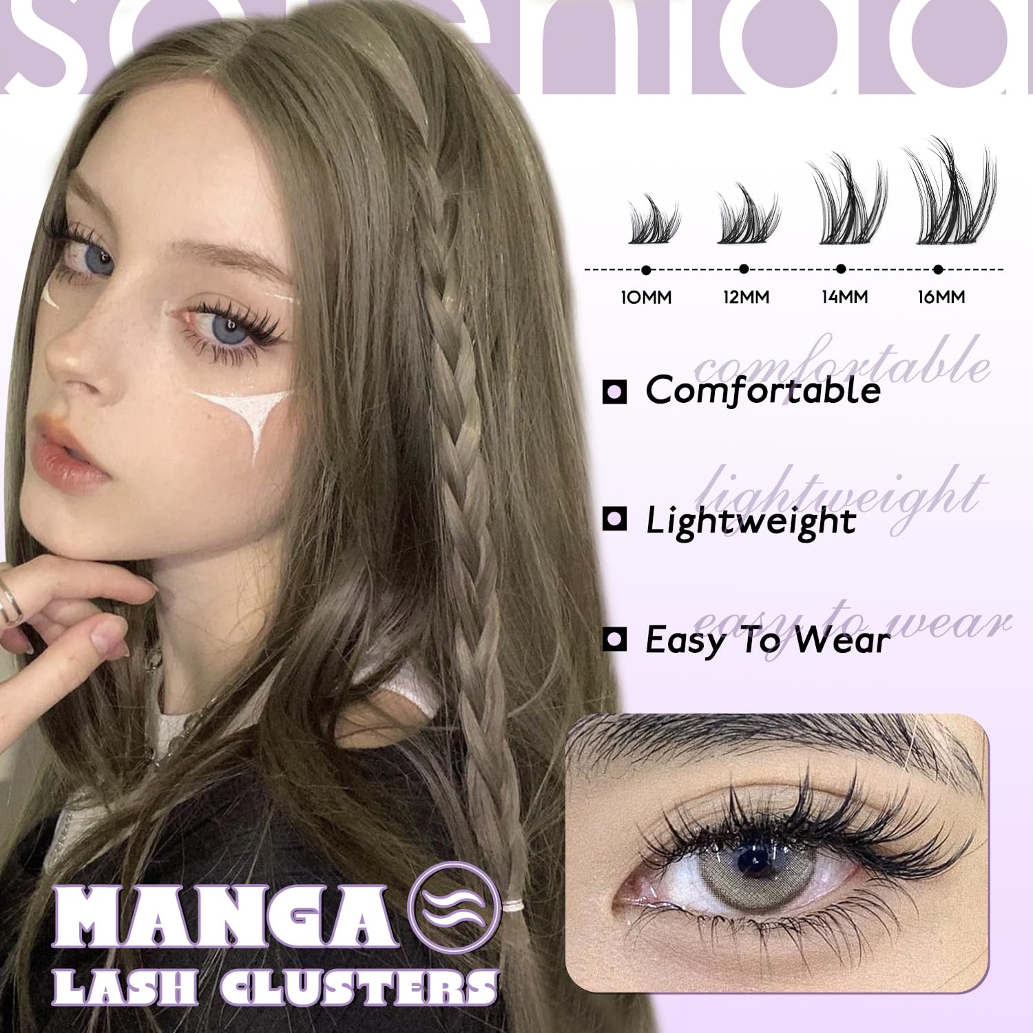 SOFENIDA clusters manga naturels sur bande fine pour un effet regard poupée