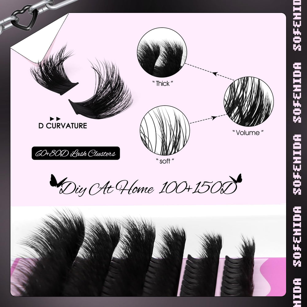 SOFENIDA clusters cils, longueur 10-18 mm pour un look dramatique.