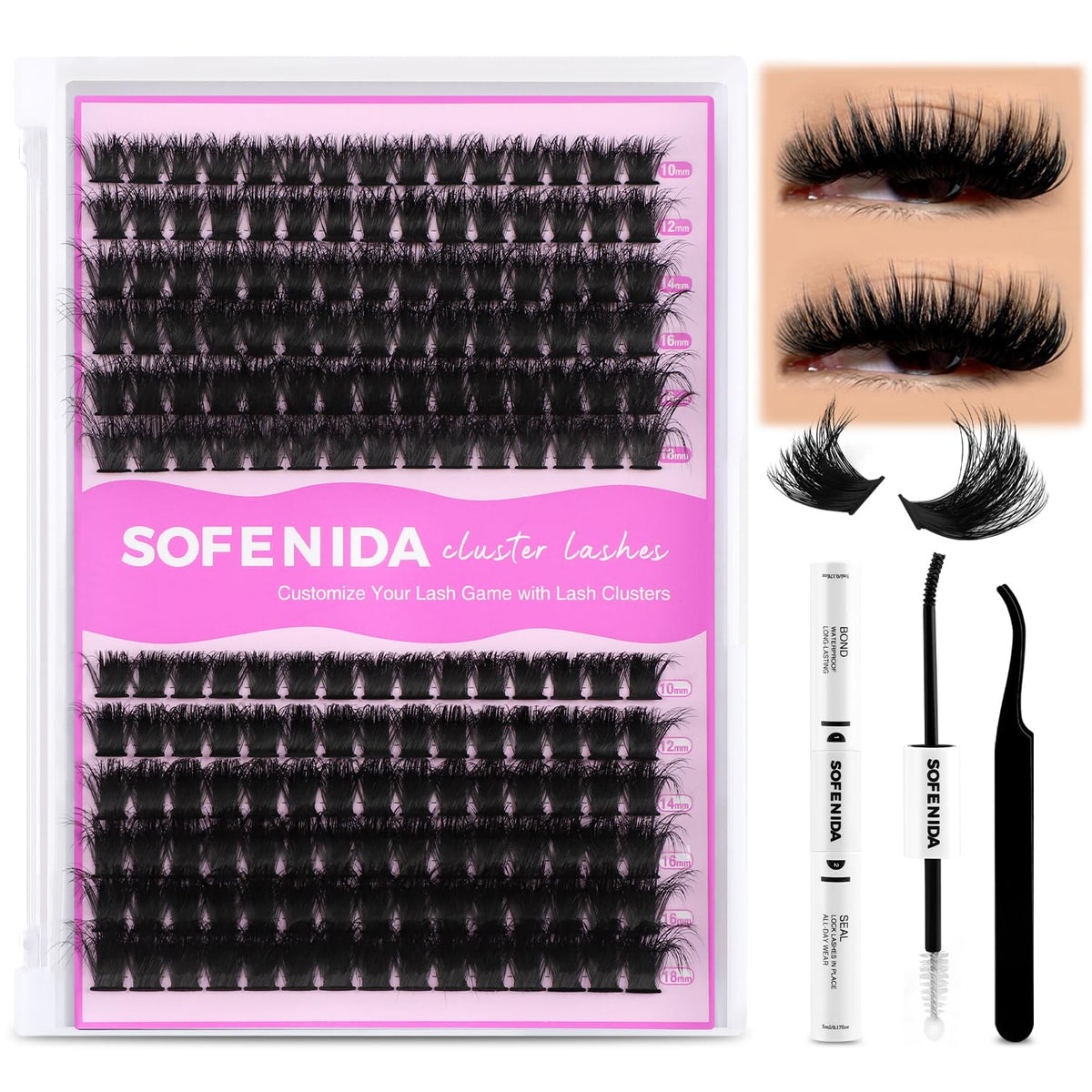 SOFENIDA clusters cils, volume dense pour un regard marqué.