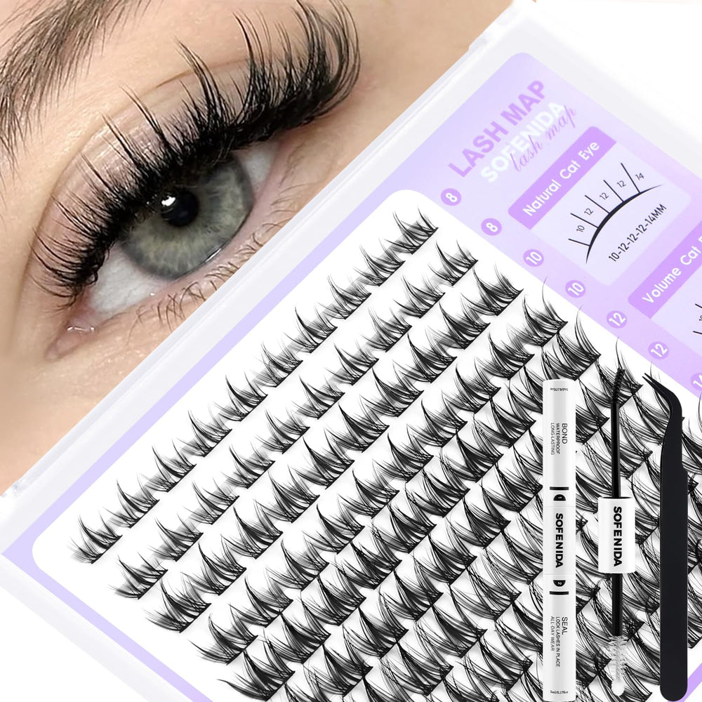 SOFENIDA kit extension cils cluster manga 8-16mm pour un look spectaculaire