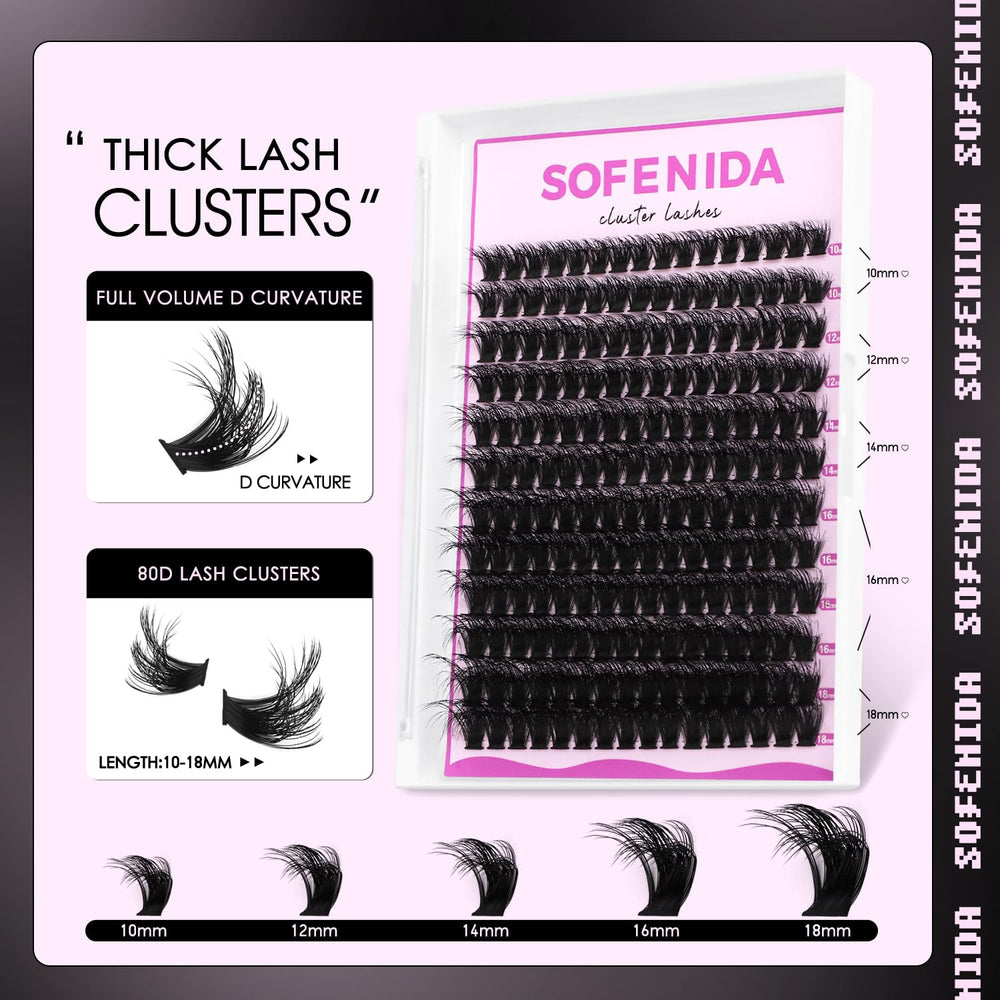 SOFENIDA Lash Clusters 10-18mm : volume personnalisé à domicile
