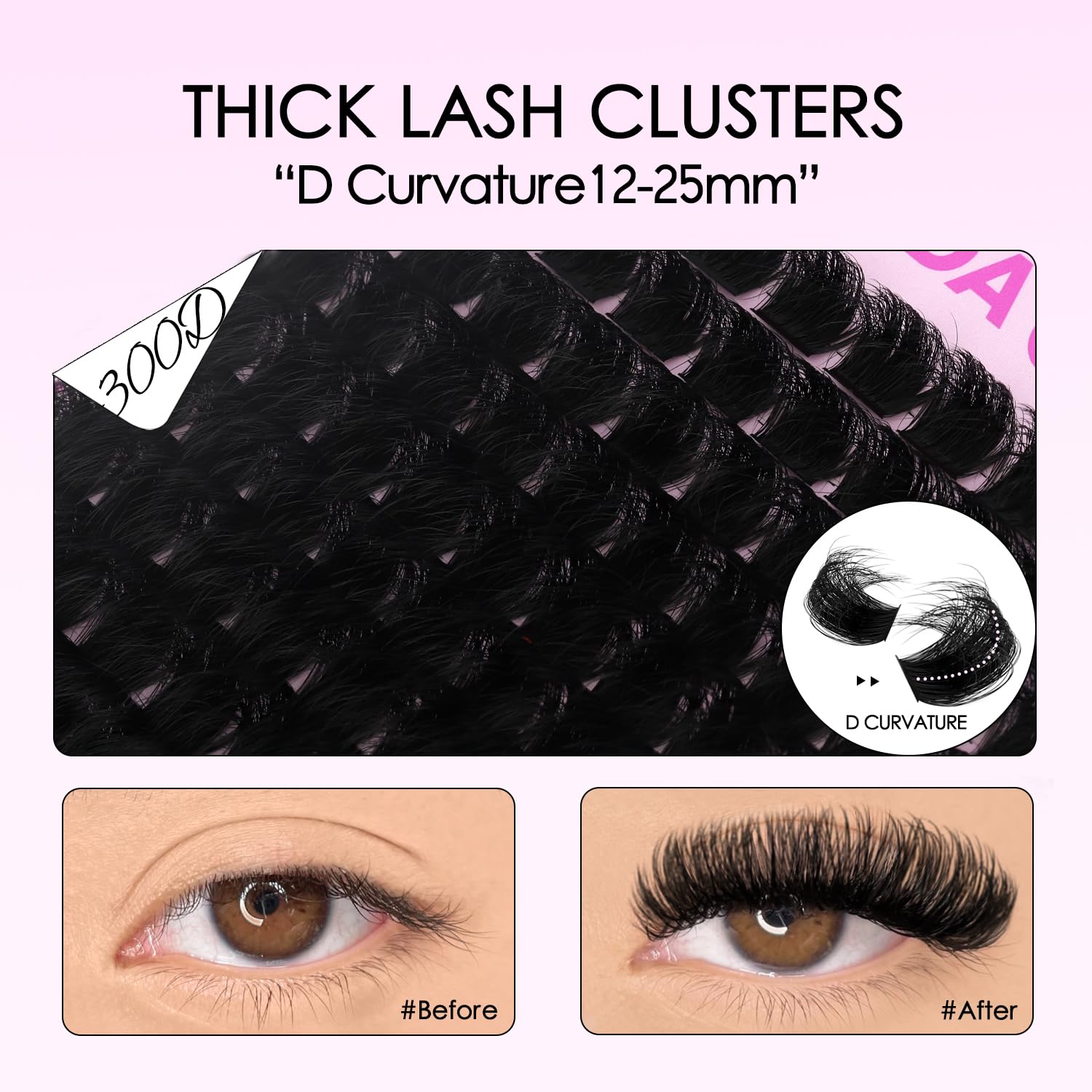 SOFENIDA extensions cils 300D, longueur 12-25mm pour un regard volumineux.