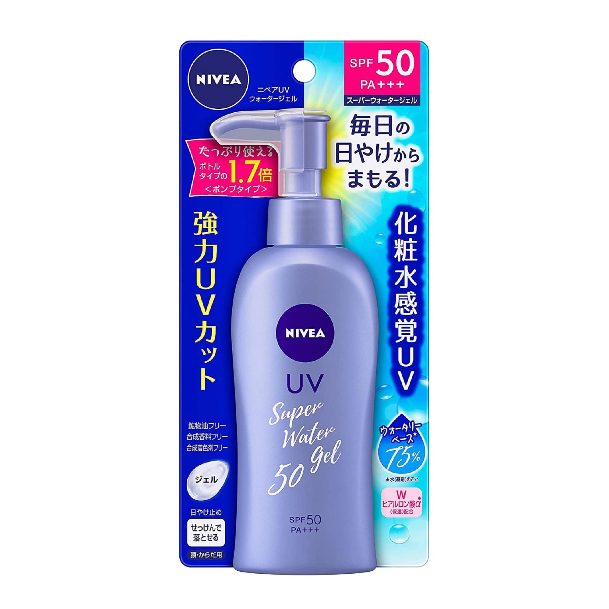 SOFIA BY ODE – NIVEA SUN Protect Super Water Gel SPF50, flacon-pompe, application rapide et légère.