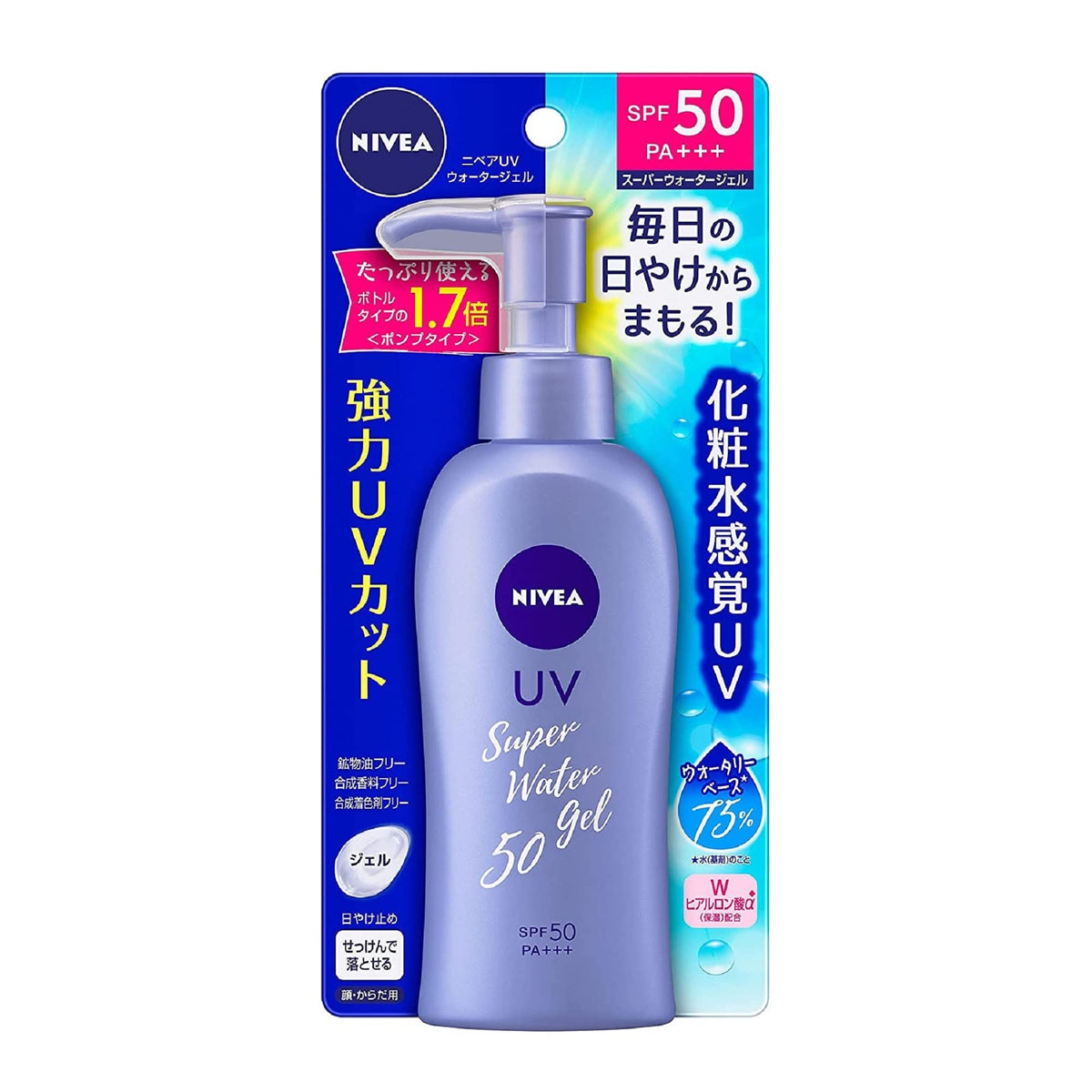 SOFIA BY ODE – NIVEA SUN Protect Super Water Gel SPF50, flacon-pompe, application rapide et légère.