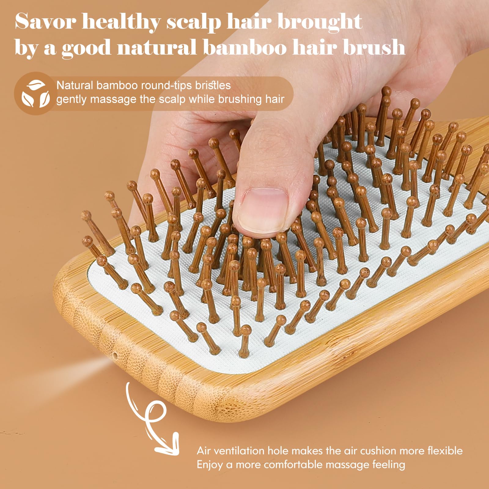 Sofmild brosse bambou avec poils ronds stimulant le cuir chevelu